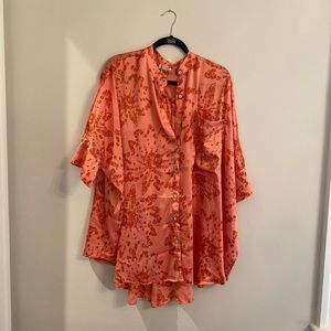 Free People Pink and Orange Silky Sleepshirt ONLY WORN ONCE